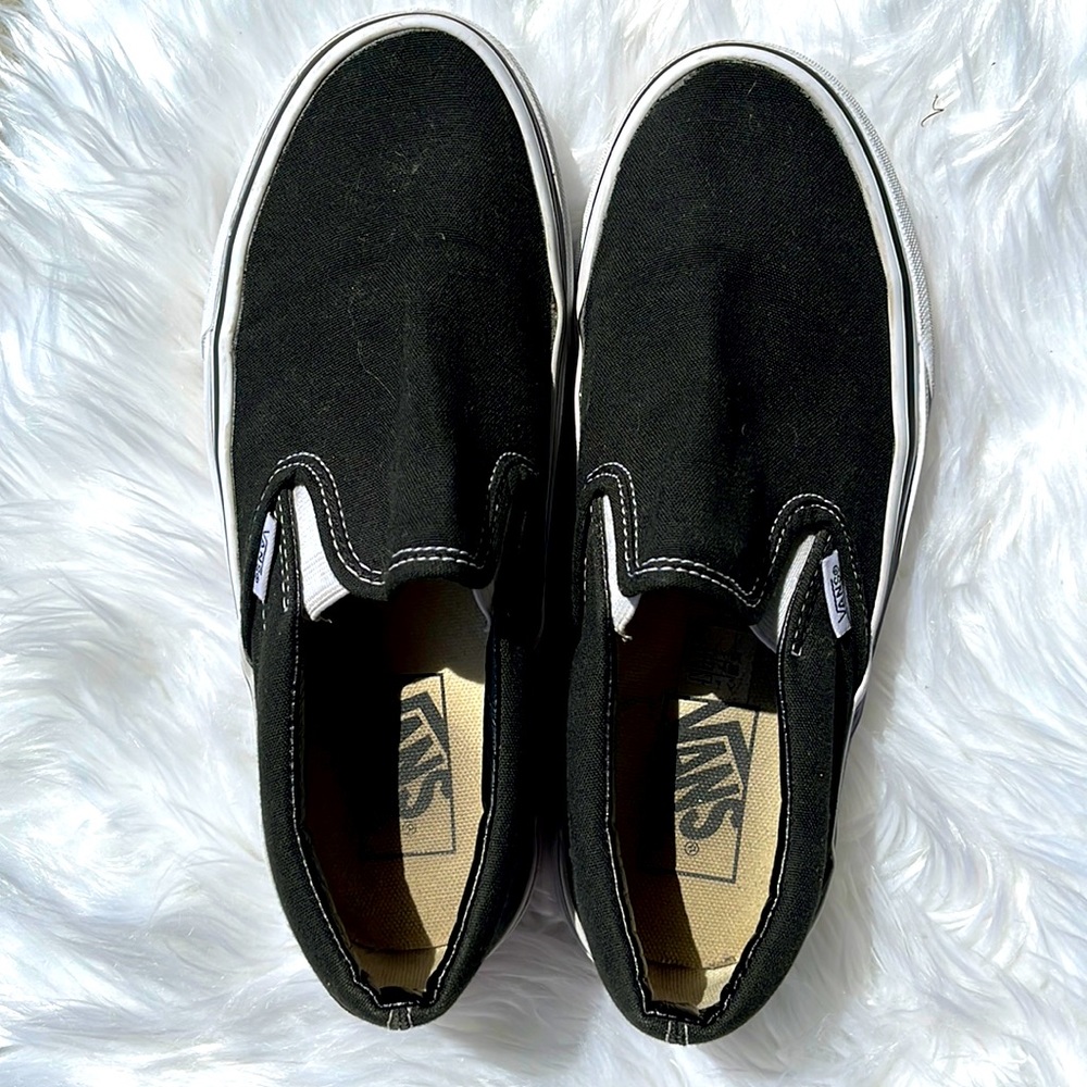 Vans Classic Slip On Black & White Shoes